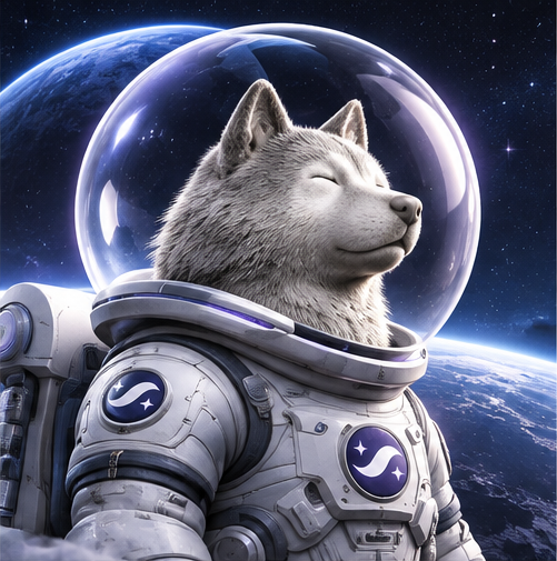 Starknet Inu in a space explorer atmosphere