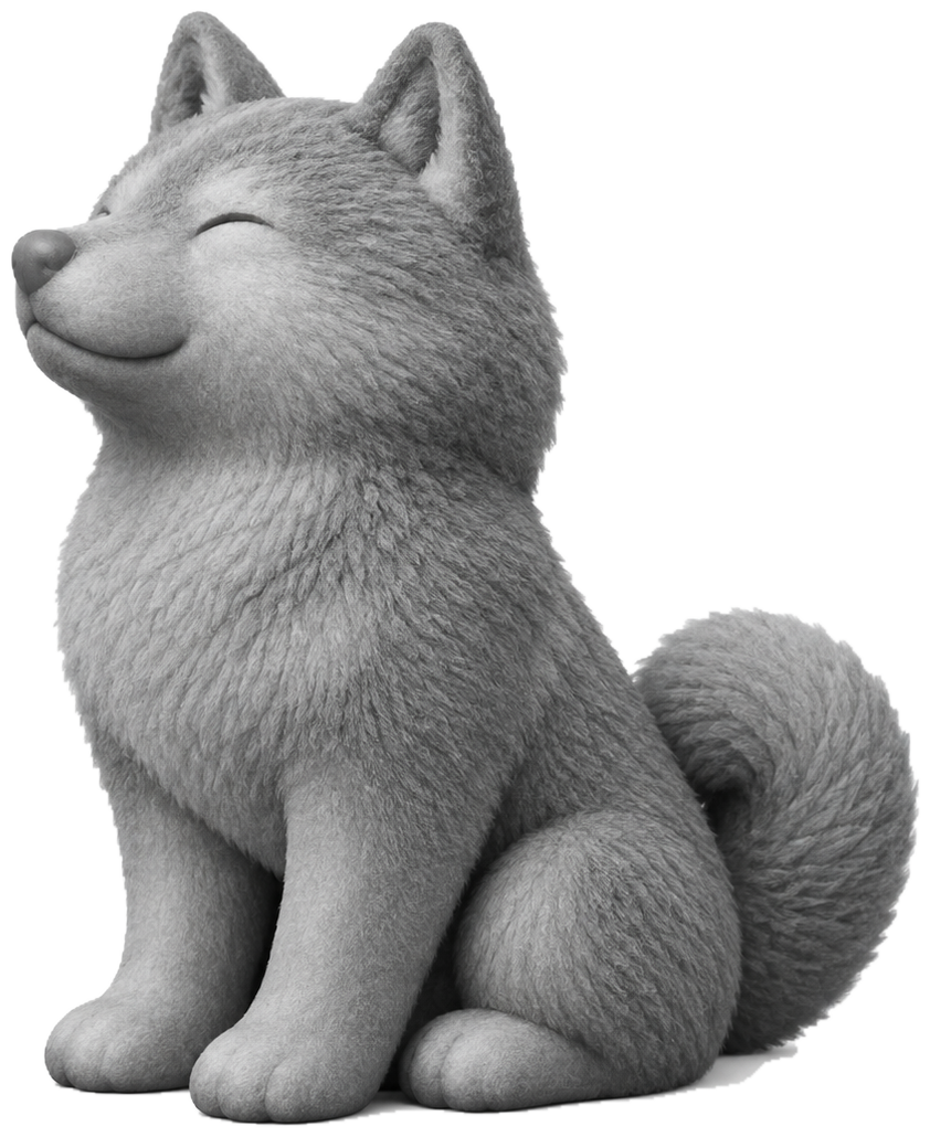 Smiling silver Shiba Inu